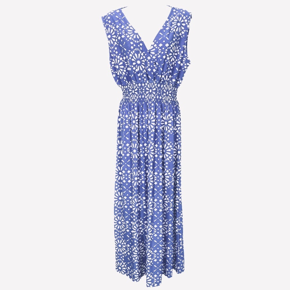 Summer Trendy Dress Maxi Surplice V-neck Smock waist